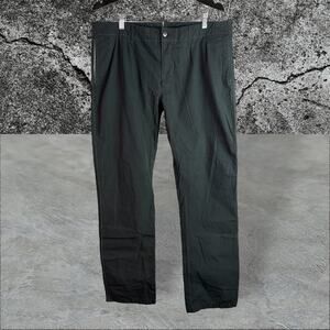 J. Lindeberg Men's 38x34 Black 100% Cotton Straight Leg Pants White Stitching